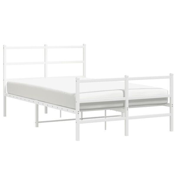 vidaXL Metal Bed Frame without Mattress with Footboard&nbsp;White 120x190cm