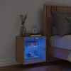 vidaXL Bedside Cabinet with LED Lights Wall-mounted Sonoma Oak