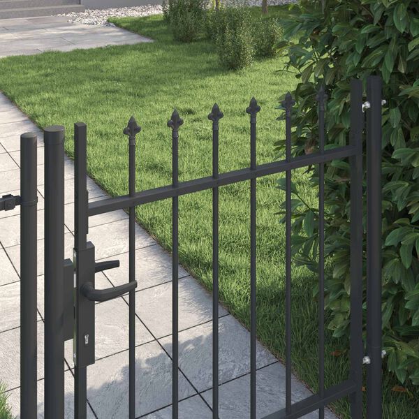 vidaXL Fence Gate with Lock Grey 103 x 150 cm Powder-Coated Steel