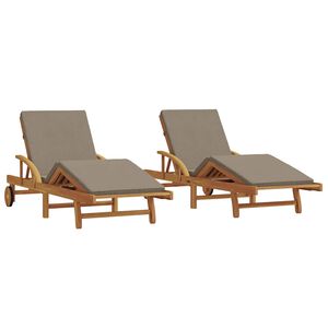 vidaXL Sun Lounger 2 pcs Solid Acacia Wood Taupe