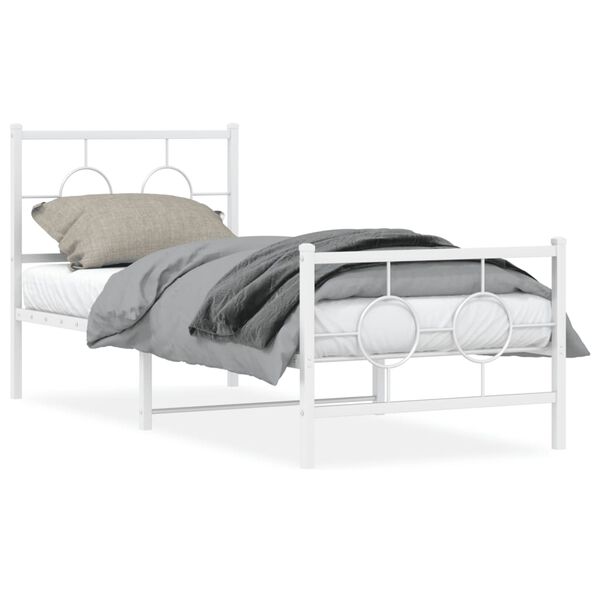 vidaXL Metal Bed Frame without Mattress with Footboard White 80x200cm