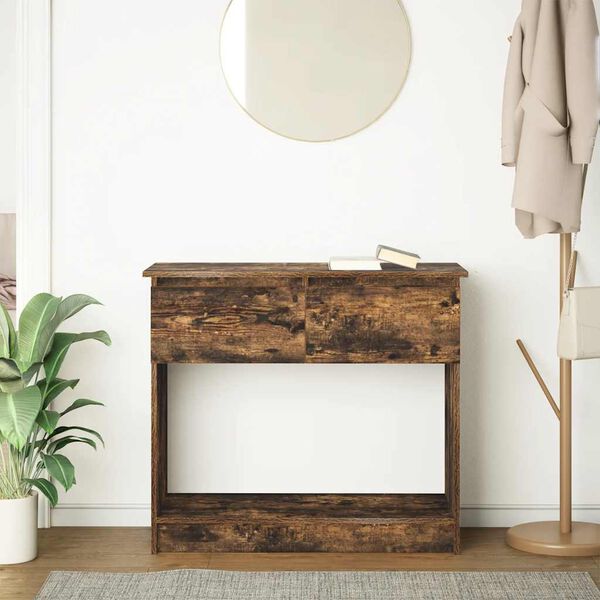 vidaXL Console Table with Drawers Smoked Oak 85.5x38.5x74.5 cm