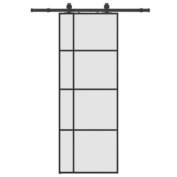 vidaXL Sliding Door with Hardware Set Black 76x205 cm ESG Glass