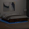 vidaXL Bed Frame with LED without Mattress Smoked Oak 180x200 cm Super King