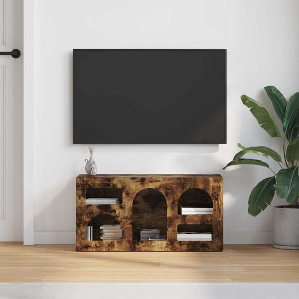 vidaXL TV Cabinet Smoked Oak 80 x 35 x 40 cm Engineered Wood