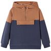 Kids'Hooded Sweatshirt with Half Zip Anthracite and Cognac 116