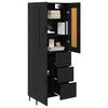 vidaXL Highboard with Drawer 2 pcs Black Oak Engineered Wood and Glass