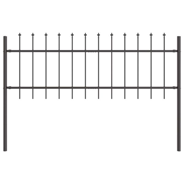 vidaXL Garden Fence 2 pcs Grey 3.4 x 0.6 m Powder-coated Steel