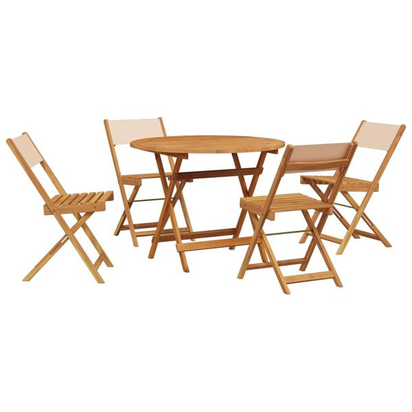 vidaXL 5 Piece Garden Dining Set Beige Fabric and Solid Wood