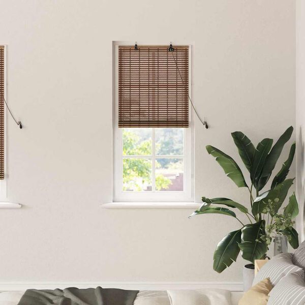 vidaXL Roller Blind with Curtains Manual Brown 60 x 220 cm Bamboo