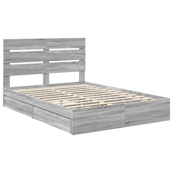 vidaXL Storage Bed Grey Sonoma 150 x 200 cm Engineered Wood