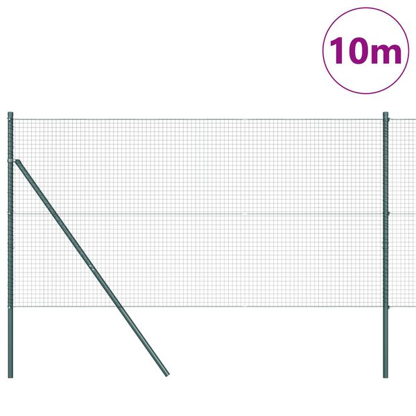vidaXL Fence Post Green 10 x 1 m (25 x 25 mm mesh) Steel