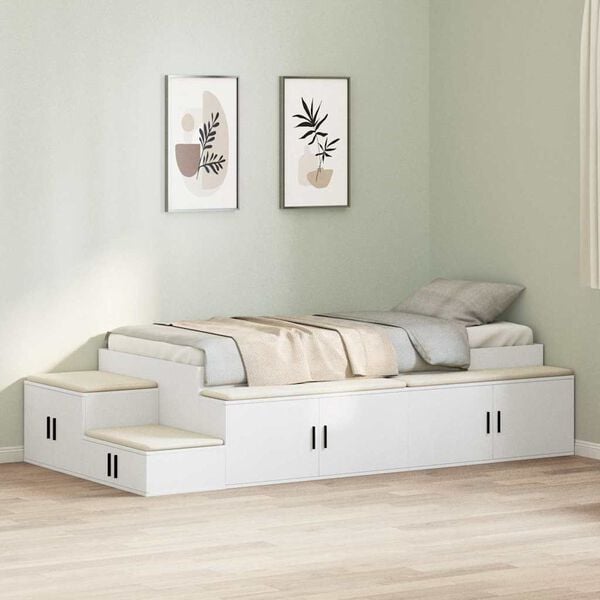vidaXL Storage Bed Frame with Storage White 80 cm Engineered Wood