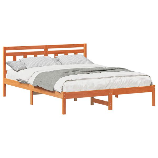 vidaXL Bed Frame Brown 150 x 200 cm Solid Pine Wood