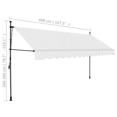 vidaXL Manual Retractable Awning with LED 400 cm Cream