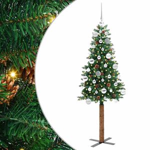 vidaXL Slim Christmas Tree Green 150 cm PVC and Solid Pine wood