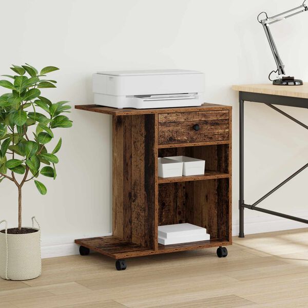 vidaXL Printer Stand Plain Old Wood 60 x 40 x 68.5 cm Engineered Wood