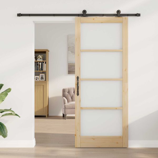 vidaXL Sliding Door ORKDAL Natural and Black 86 x 211 cm