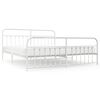 vidaXL Metal Bed Frame without Mattress with Footboard White 200x200cm