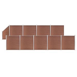 vidaXL WPC Fence Set 9 Square + 1 Slanted 1657x186 cm Brown