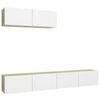 vidaXL 3 Piece TV Cabinet Set White and Sonoma Oak Engineered Wood