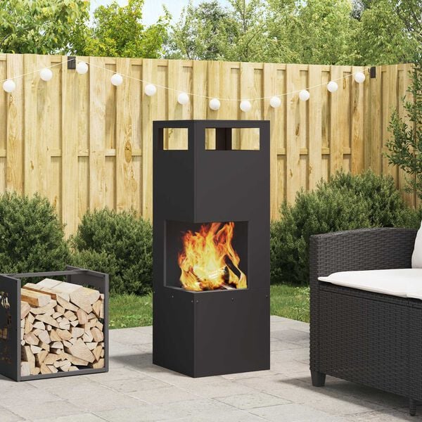 vidaXL Fire Pit Black 35 x 35 x 100 cm Steel