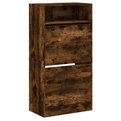 vidaXL Shoe Cabinet Smoked Oak 60x34x116 Engineered Wood