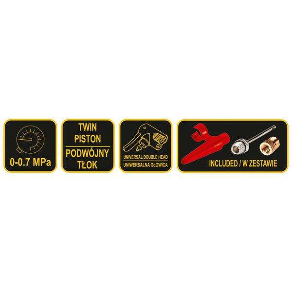 VOREL Double-Piston Foot Pump with Pressure Gauge