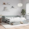 vidaXL Daybed with Trundle and Drawers Light Grey 90x190 cm Velvet