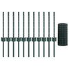 vidaXL Fence with Post Green 0.4 x 25 m Steel and PVC
