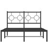 vidaXL Metal Bed Frame without Mattress with Headboard Black 120x200cm