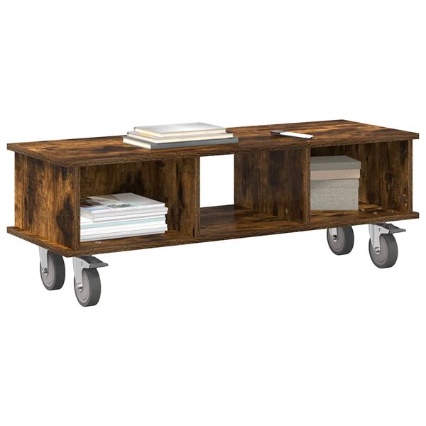 vidaXL TV Stand Smoked Oak 100 x 35 x 35 cm Engineered Wood