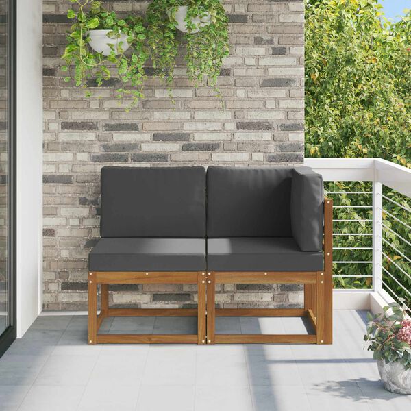 vidaXL Outdoor Middle and Corner Sofa 2 Piece Natural and Anthracite