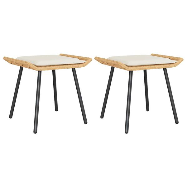 vidaXL Garden Stool with Cushion 2 pcs Brown 50 x 40 x 45cm Polyester