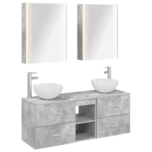 vidaXL Bathroom Furniture Set 5 pcs Concrete Grey