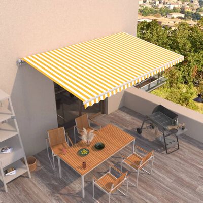 vidaXL Manual Retractable Awning 500x300 cm Yellow and White