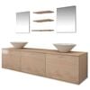 vidaXL Ten Piece Bathroom Furniture Set with Basin with Tap Beige