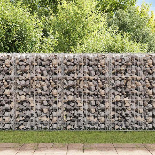 vidaXL Gabion Wall with Covers Galvanised Steel 60x30x100 cm