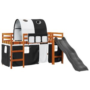 vidaXL Kids' Loft Bed with Tunnel White&Black 80x200 cm Solid Wood Pine