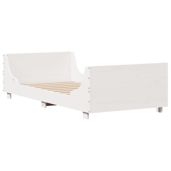 vidaXL Bed Frame without Mattress White 75x190 cm Small Single Solid Wood Pine