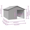 vidaXL Dog House Grey 116.5x153x81.5 cm Galvanised Steel