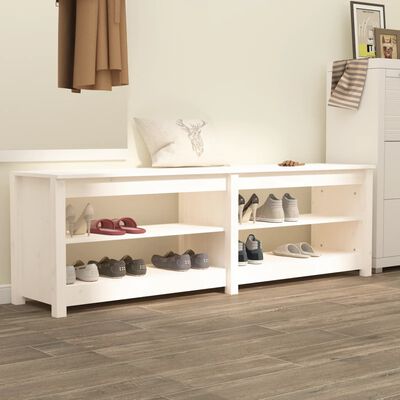 vidaXL Shoe Bench White 160x36.5x50 cm Solid Wood Pine