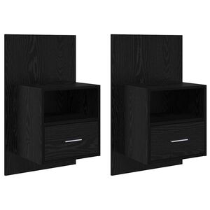 vidaXL Bedside Cabinet with Drawer 2 pcs Black Oak 50 x 32.5 x 80cm