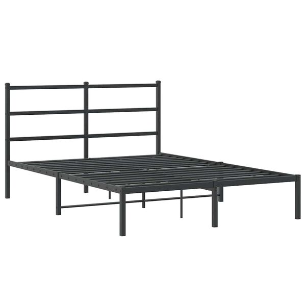 vidaXL Metal Bed Frame without Mattress with Headboard Black 140x200cm