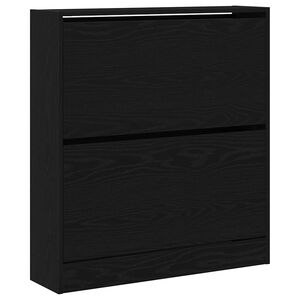 vidaXL Shoe Cabinet Black Oak 80 x 21 x 87.5 cm Engineered Wood