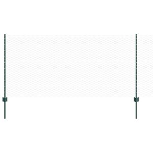 vidaXL Hexagonal Fence with Post 25 x 1 m PVC-Coated Steel Green Mesh