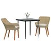 vidaXL Garden Dining Set with Cushion 3 pcs Beige Poly Rattan
