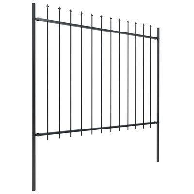 vidaXL Garden Fence with Spear Top Steel 6.8x1.5 m Black