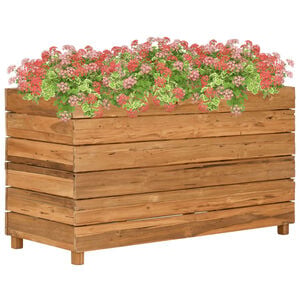 vidaXL Raised Bed | Natural Wood | Recycled Teak Wood and Steel | Medium
