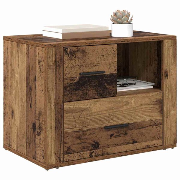 vidaXL Bedside Cabinet Old Wood 35 x 60 x 50 cm Engineered Wood